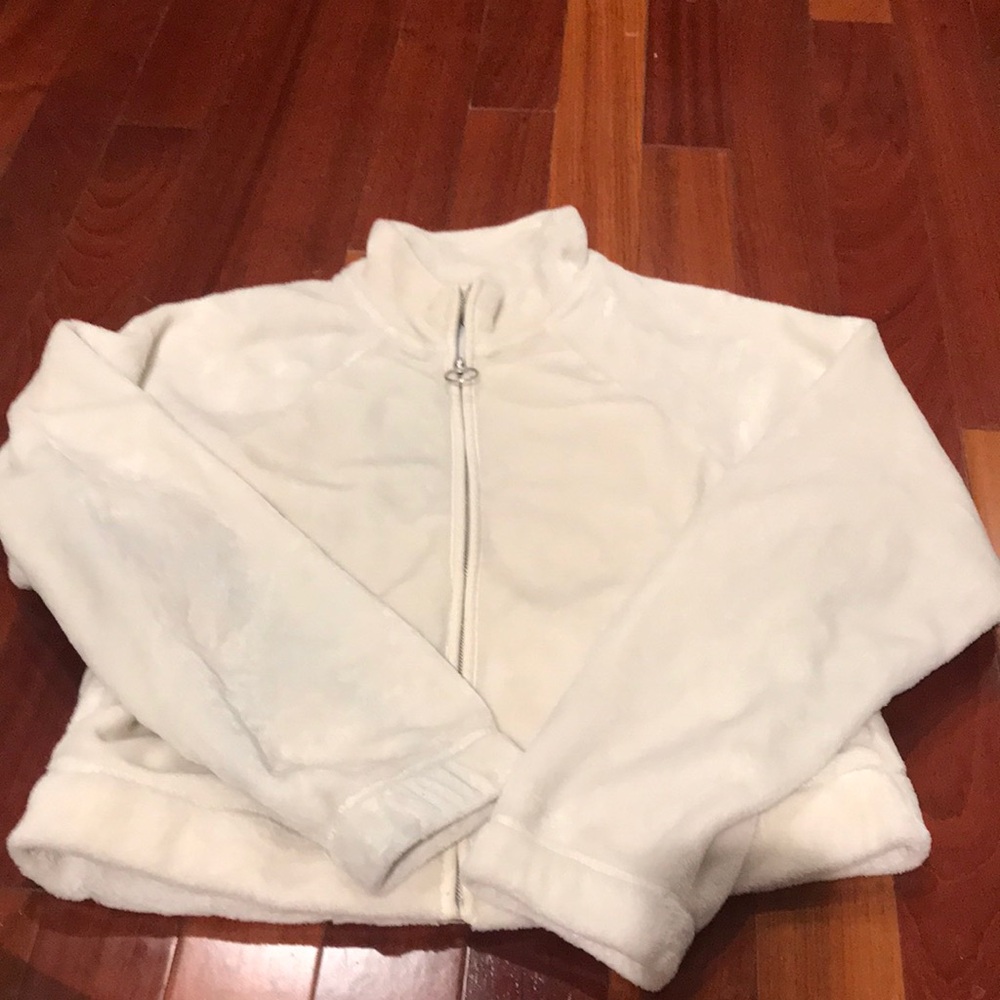 Cozy White Plush Zip-Up Jacket